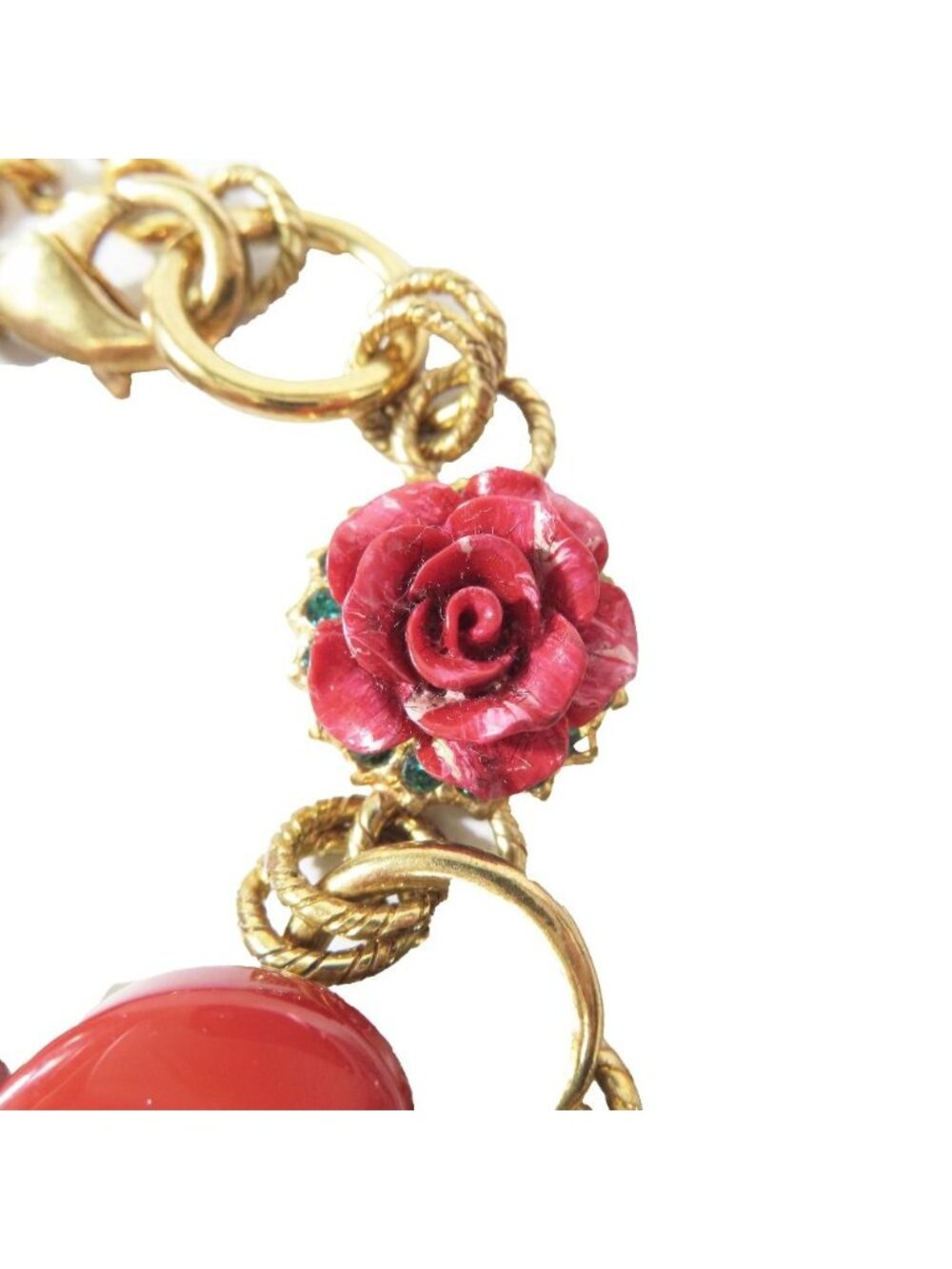 Dolce & Gabbana Bracelet Heart Rose DG Logo Chain Line Stone - Picture 4 of 7